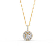 0.50 Ct Round Cut Moissanite Women's Cluster Necklace Pendant 14K Gold Plated
